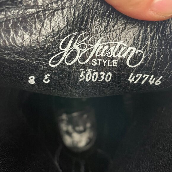 JS Justin Style Men's Ostrich Soft Leather Boots Black Cowboy Western Size 8E - Picture 6 of 16
